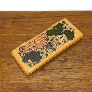 Vintage World Map Pencil Box Pen Holder‎ School Supplies Case Cedar Ruler Japan